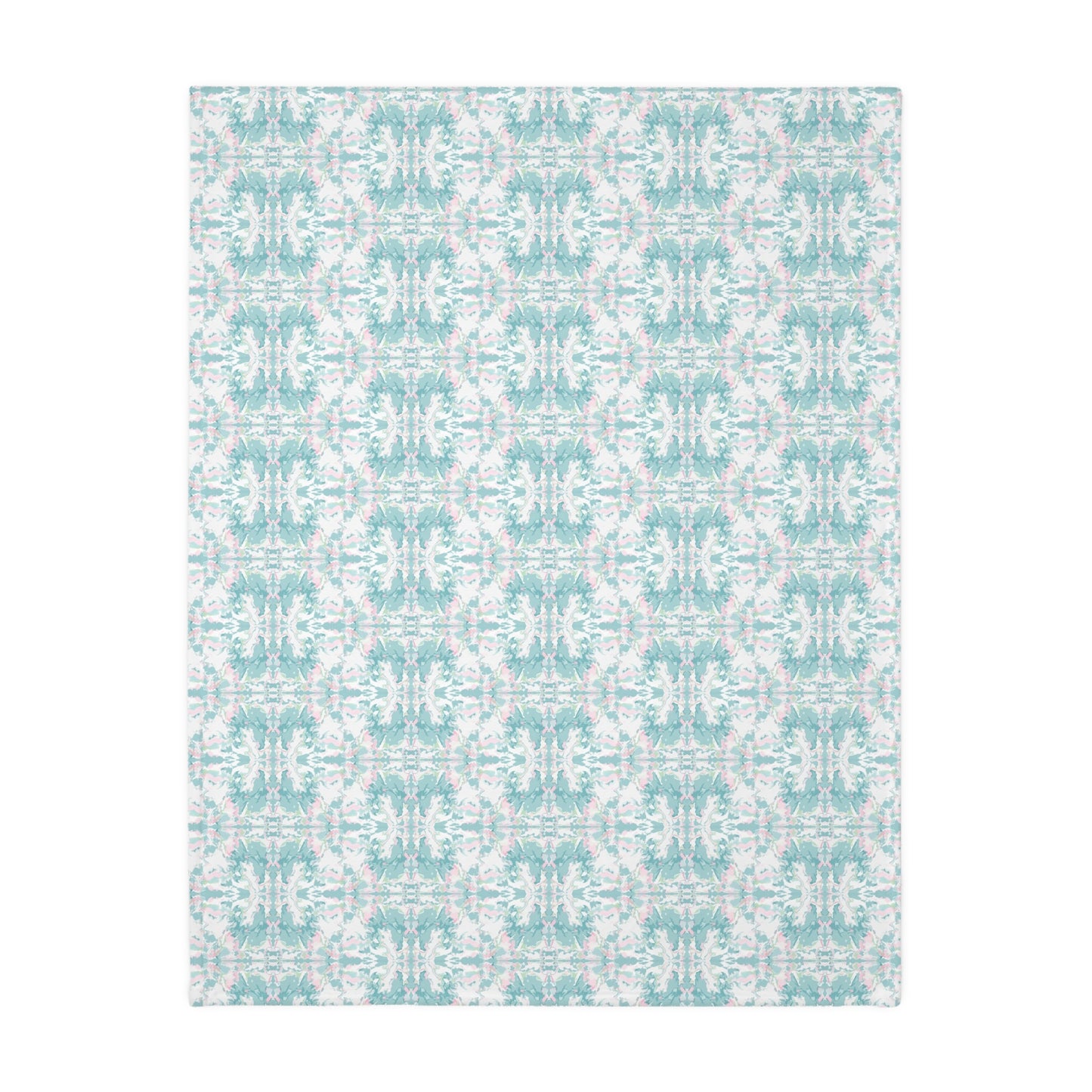 Kalidescope Teal and Pink Velveteen Microfiber Blanket (Two-sided print)
