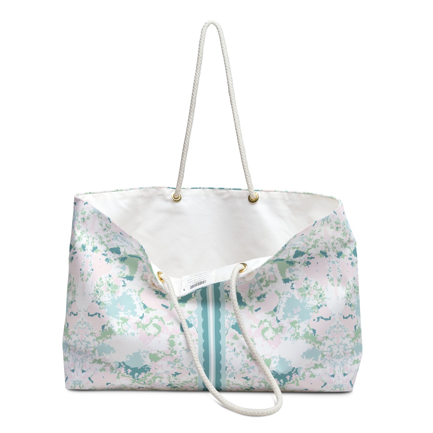 Favorite Weekender Bag Pastel Dreams Artwork with Teal Scallop Stripe