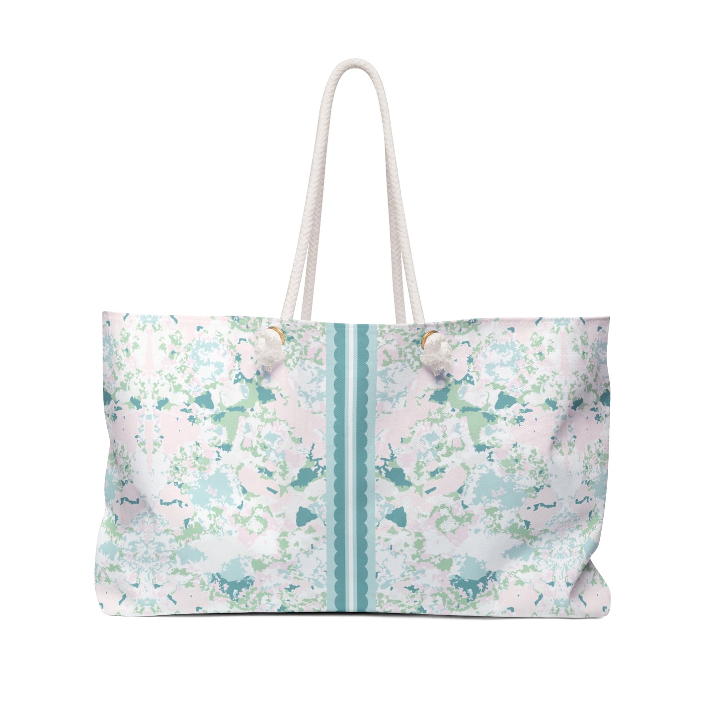 Favorite Weekender Bag Pastel Dreams Artwork with Teal Scallop Stripe