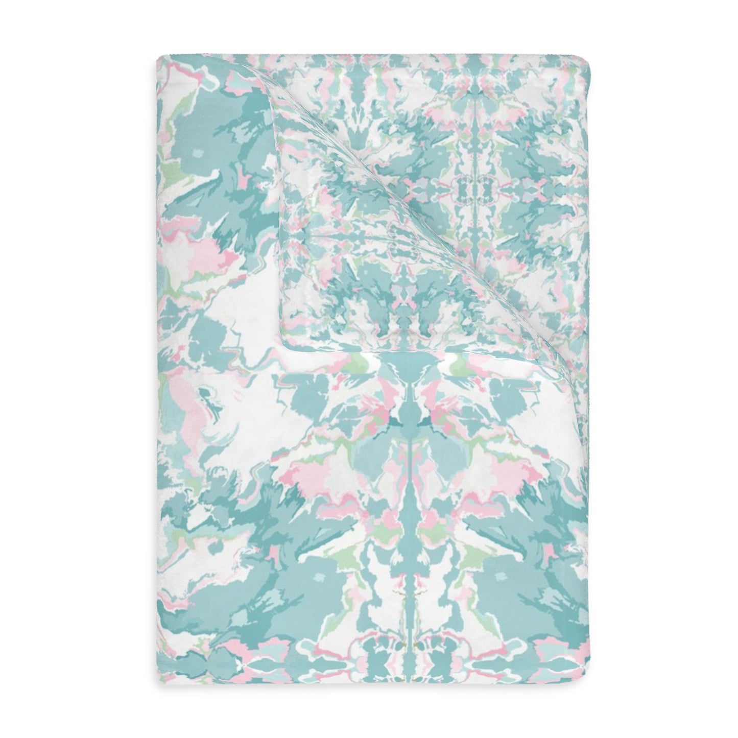 Kalidescope Teal and Pink Velveteen Microfiber Blanket (Two-sided print)