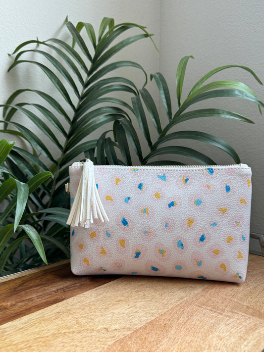 Makeup Bag Clutch - Funfetti Pink