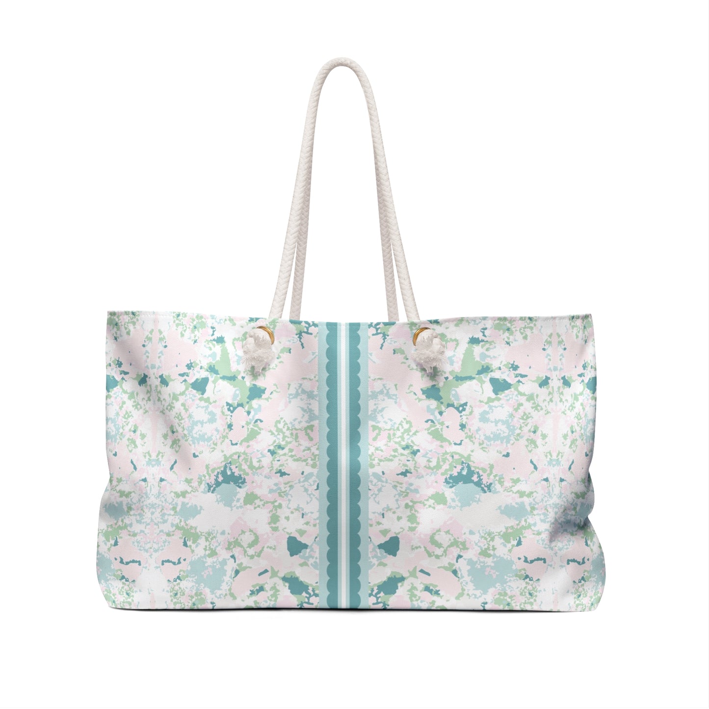 Favorite Weekender Bag Pastel Dreams Artwork with Teal Scallop Stripe